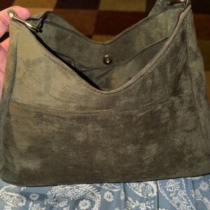 Time and Tru Forest Green Suede Shoulder Bag